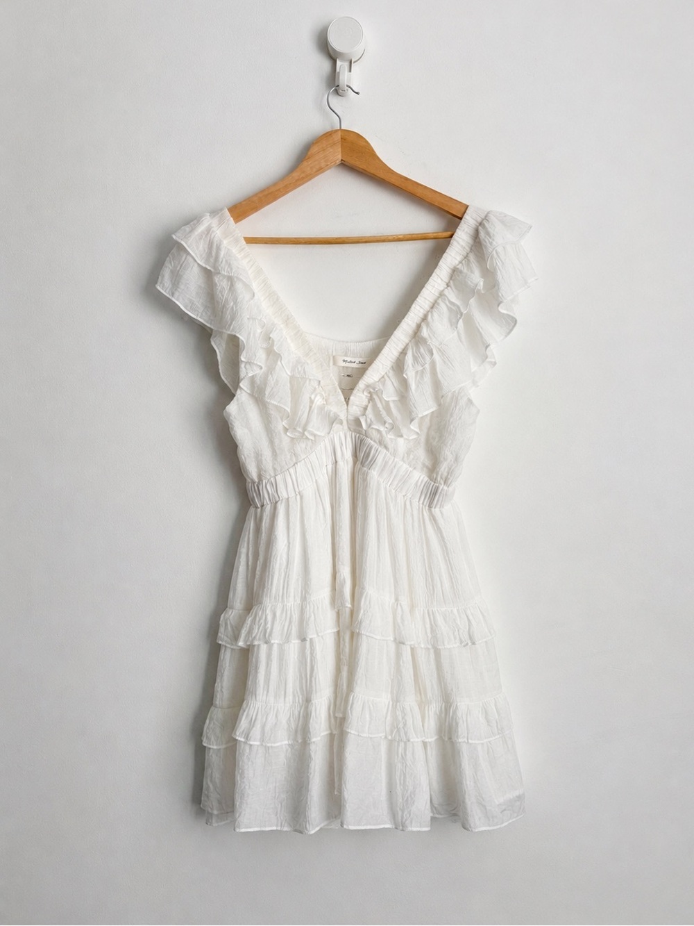 Mustard Seed White Ruffle Mini Dress - Coquette Cottagecore Dainty - Size L
